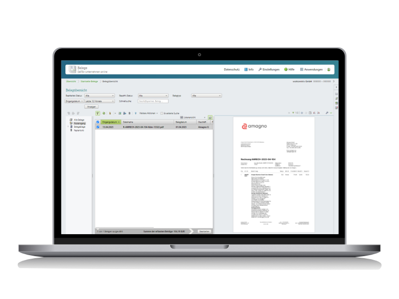 DATEV Unternehmen Online Belegansicht