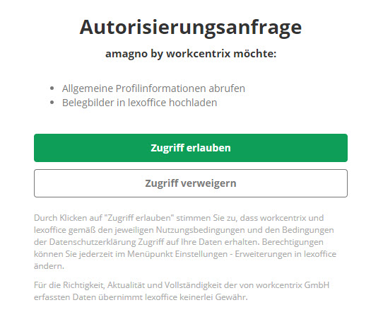 lexoffice autorisierung workcentrix