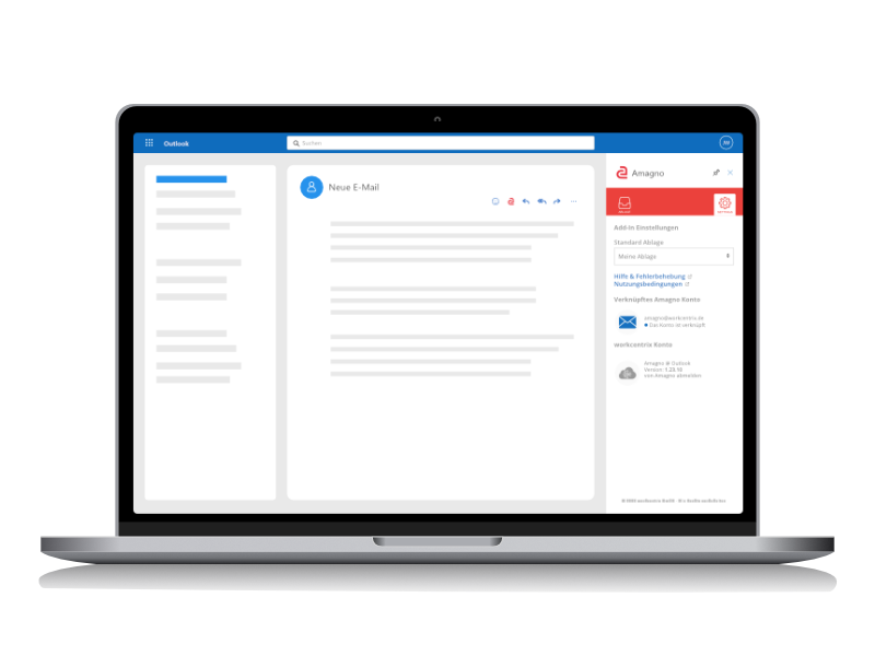 Nutzereinstellungen im Outlook Add-In