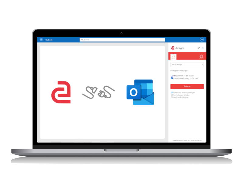 Amagno integriert in Microsoft Outlook 